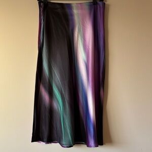SHEIN Satin Maxi Skirt in Black and Purple Hues